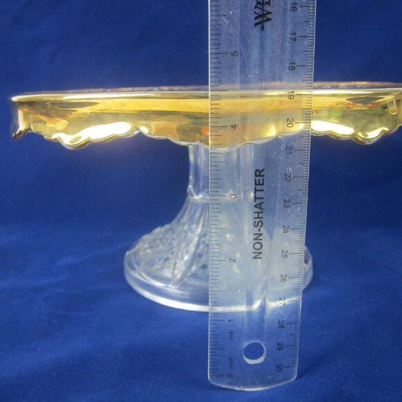 Antique EAPG Pedestal Cake Stand Duncan's Sons #44 Clear & Gold Rim Victorian - Picture 10 of 11